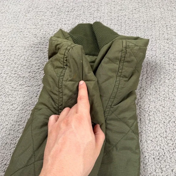 Quilted Bomber Jacket Mens XXL Olive Green Military MA1 Orange Lining Old Navy - Picture 6 of 7
